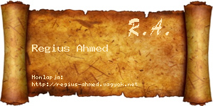 Regius Ahmed névjegykártya